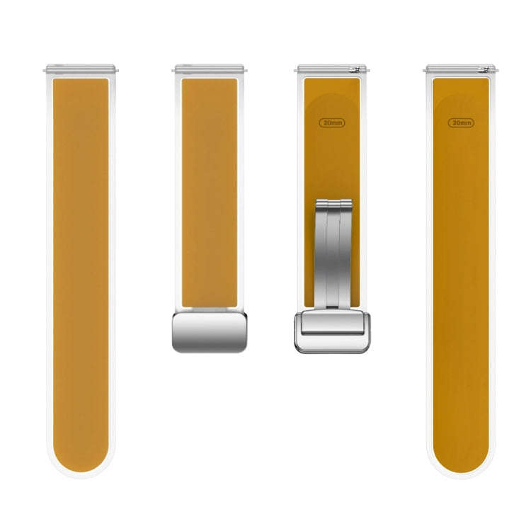 For Samsung Galaxy Watch6 / 5 / 4 Translucent Magnetic Silver Buckle Silicone Watch Band(Dark Yel...