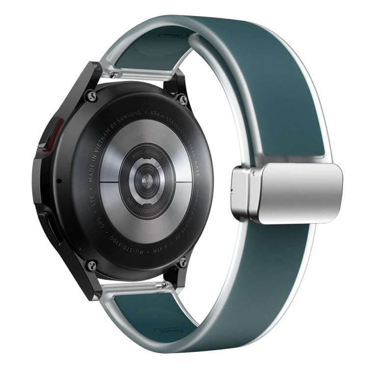 For Samsung Galaxy Watch6 / 5 / 4 Translucent Magnetic Silver Buckle Silicone Watch Band(Dark Green)