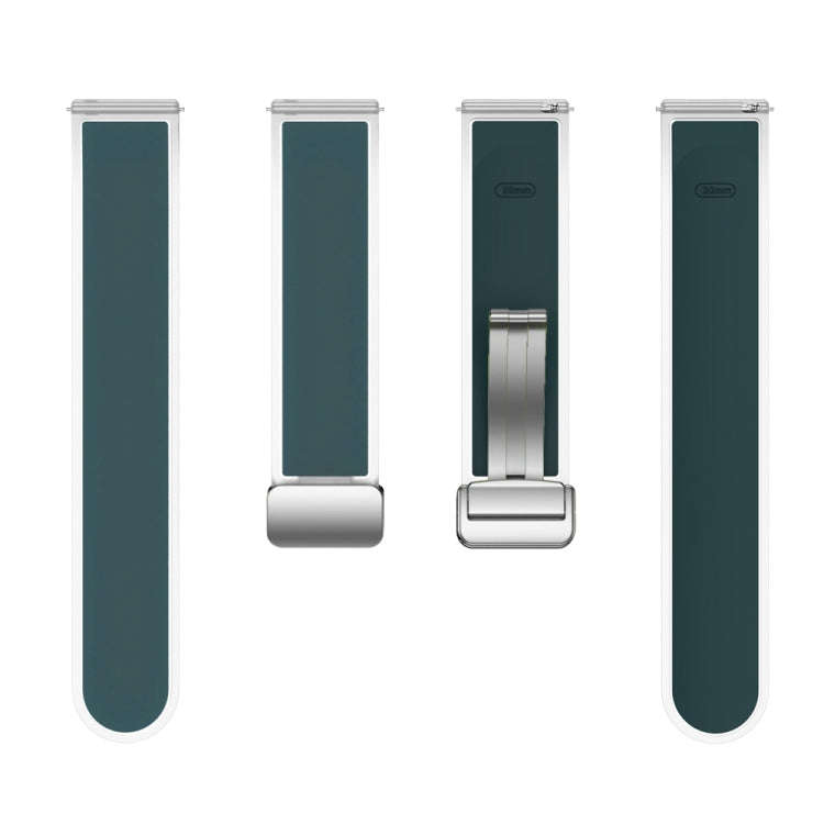 For Samsung Galaxy Watch6 / 5 / 4 Translucent Magnetic Silver Buckle Silicone Watch Band(Dark Green)