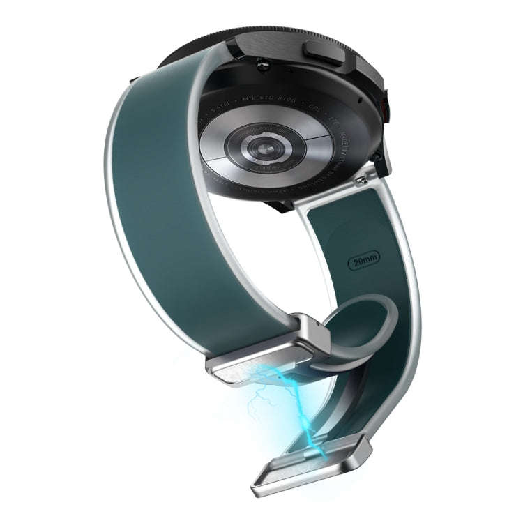 For Samsung Galaxy Watch6 / 5 / 4 Translucent Magnetic Silver Buckle Silicone Watch Band(Dark Green)