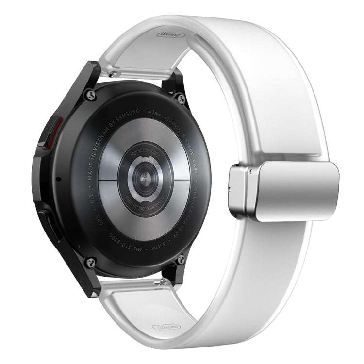 For Samsung Galaxy Watch6 / 5 / 4 Translucent Magnetic Silver Buckle Silicone Watch Band(White)