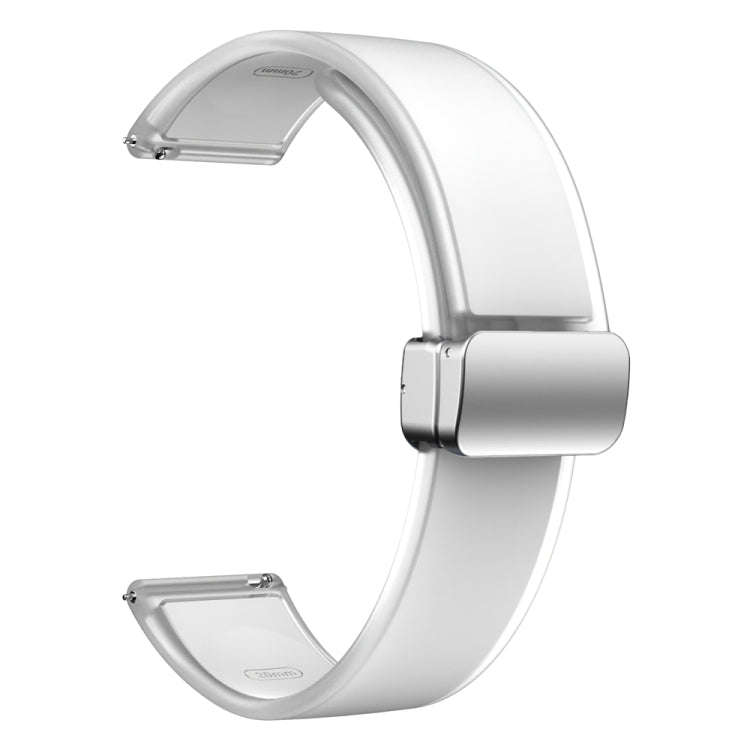 For Samsung Galaxy Watch6 / 5 / 4 Translucent Magnetic Silver Buckle Silicone Watch Band(White)