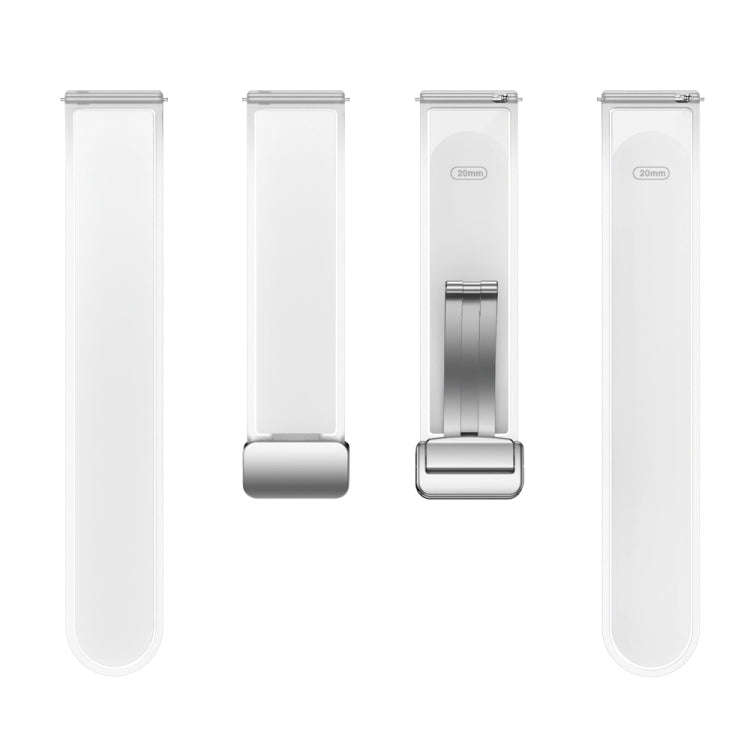 For Samsung Galaxy Watch6 / 5 / 4 Translucent Magnetic Silver Buckle Silicone Watch Band(White)