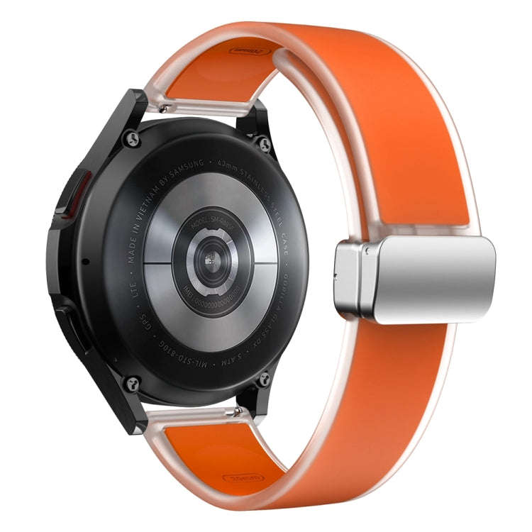 For Samsung Galaxy Watch6 / 5 / 4 Translucent Magnetic Silver Buckle Silicone Watch Band(Orange)