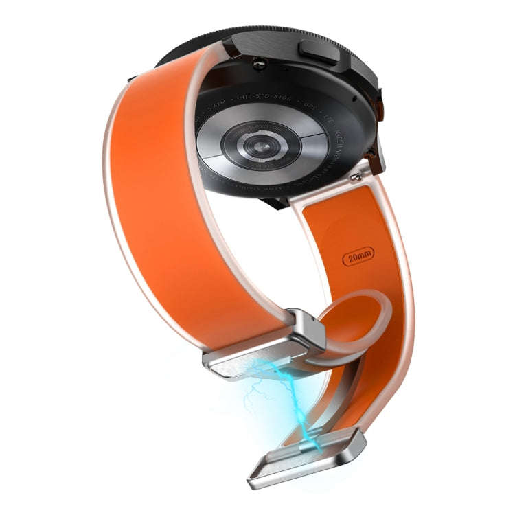 For Samsung Galaxy Watch6 / 5 / 4 Translucent Magnetic Silver Buckle Silicone Watch Band(Orange)