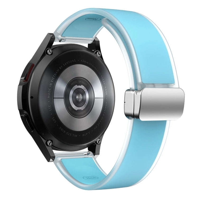 For Samsung Galaxy Watch6 / 5 / 4 Translucent Magnetic Silver Buckle Silicone Watch Band(Tiffany ...