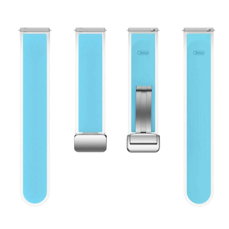 For Samsung Galaxy Watch6 / 5 / 4 Translucent Magnetic Silver Buckle Silicone Watch Band(Tiffany ...