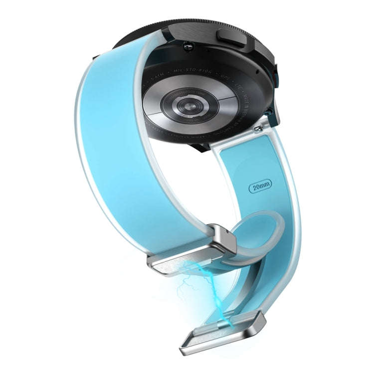 For Samsung Galaxy Watch6 / 5 / 4 Translucent Magnetic Silver Buckle Silicone Watch Band(Tiffany ...