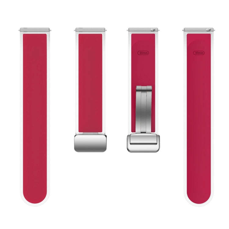 For Samsung Galaxy Watch6 / 5 / 4 Translucent Magnetic Silver Buckle Silicone Watch Band(Magenta)