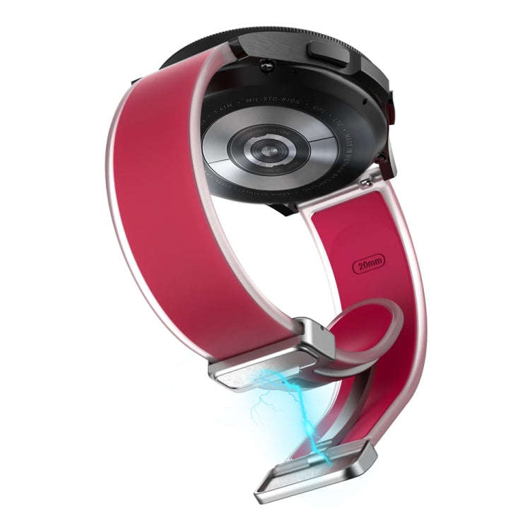 For Samsung Galaxy Watch6 / 5 / 4 Translucent Magnetic Silver Buckle Silicone Watch Band(Magenta)