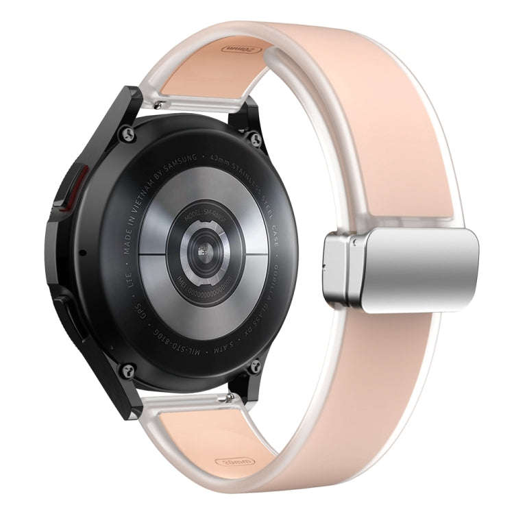 For Samsung Galaxy Watch6 / 5 / 4 Translucent Magnetic Silver Buckle Silicone Watch Band(Pink)