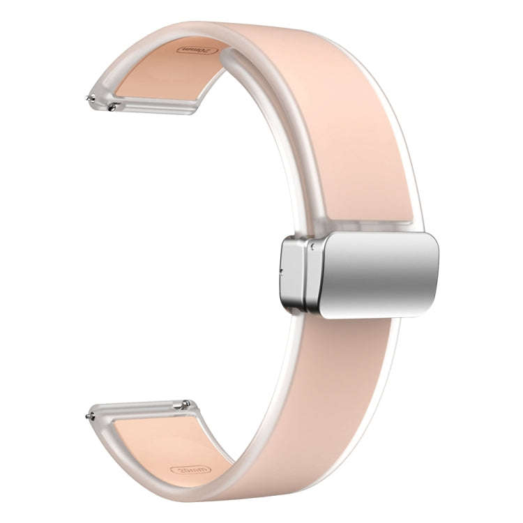 For Samsung Galaxy Watch6 / 5 / 4 Translucent Magnetic Silver Buckle Silicone Watch Band(Pink)