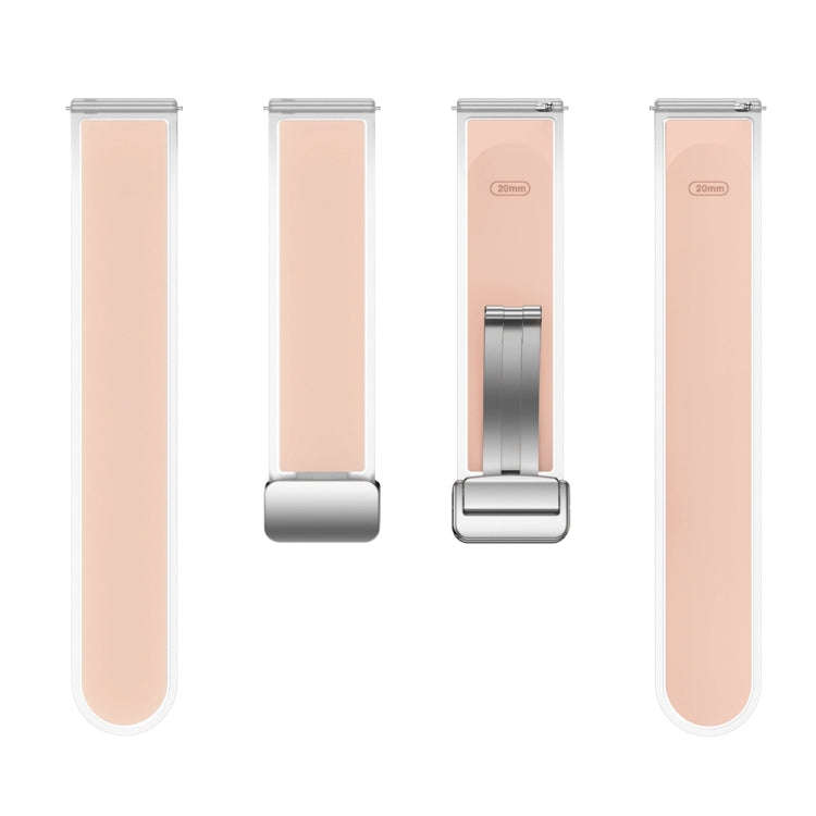 For Samsung Galaxy Watch6 / 5 / 4 Translucent Magnetic Silver Buckle Silicone Watch Band(Pink)