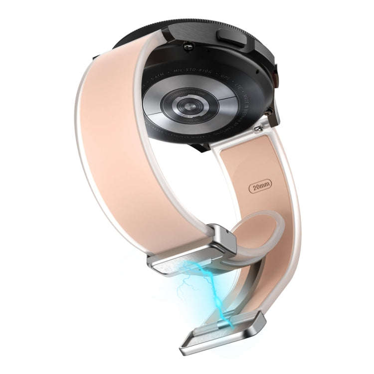 For Samsung Galaxy Watch6 / 5 / 4 Translucent Magnetic Silver Buckle Silicone Watch Band(Pink)