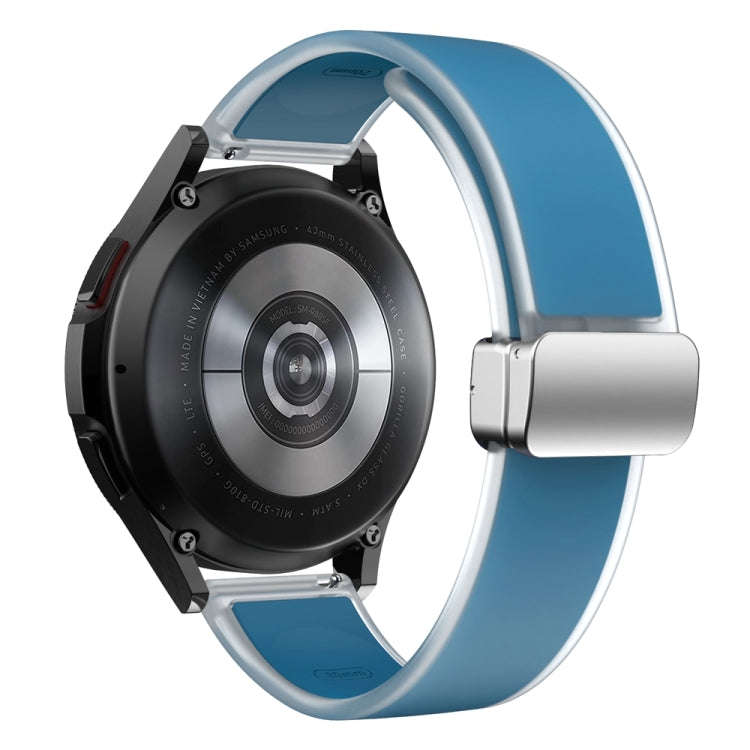 For Samsung Galaxy Watch6 / 5 / 4 Translucent Magnetic Silver Buckle Silicone Watch Band(Blue)