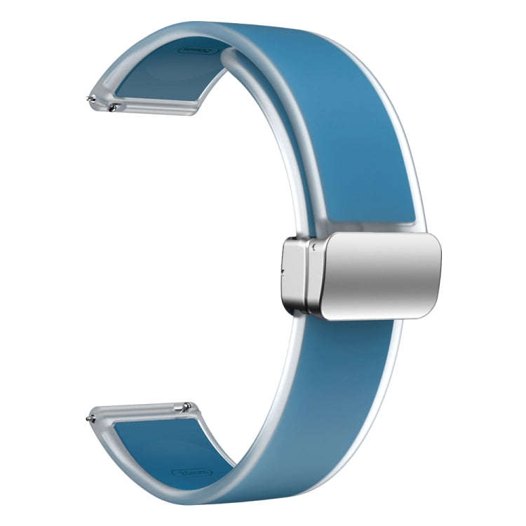 For Samsung Galaxy Watch6 / 5 / 4 Translucent Magnetic Silver Buckle Silicone Watch Band(Blue)