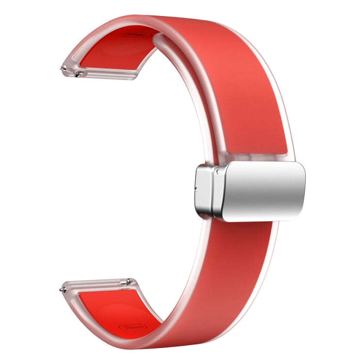 For Samsung Galaxy Watch6 / 5 / 4 Translucent Magnetic Silver Buckle Silicone Watch Band(Red)