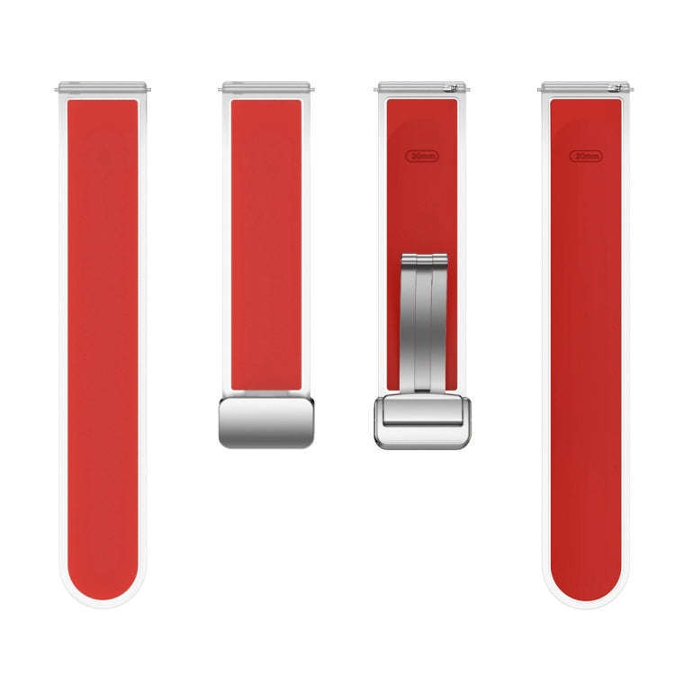 For Samsung Galaxy Watch6 / 5 / 4 Translucent Magnetic Silver Buckle Silicone Watch Band(Red)
