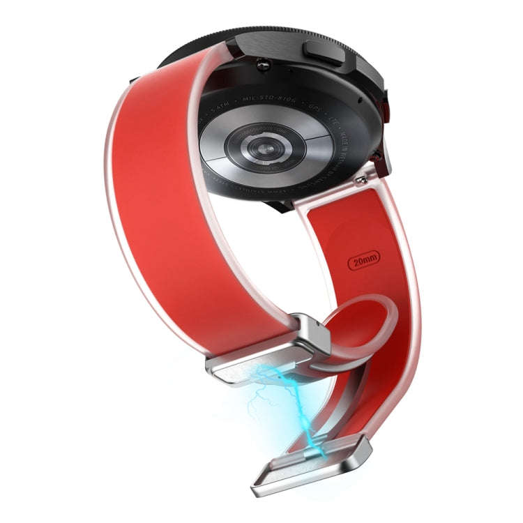 For Samsung Galaxy Watch6 / 5 / 4 Translucent Magnetic Silver Buckle Silicone Watch Band(Red)