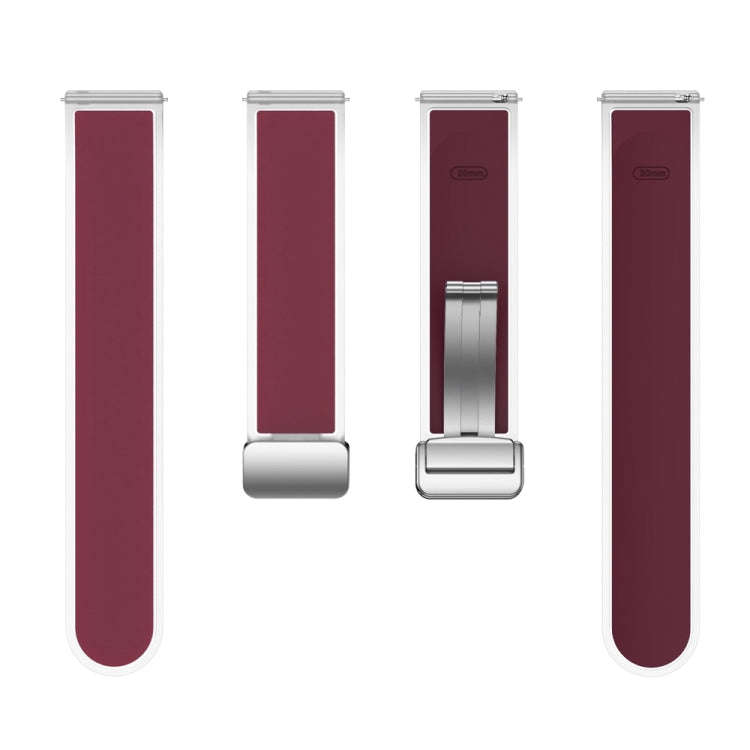 For Samsung Galaxy Watch6 / 5 / 4 Translucent Magnetic Silver Buckle Silicone Watch Band(Wine Red)