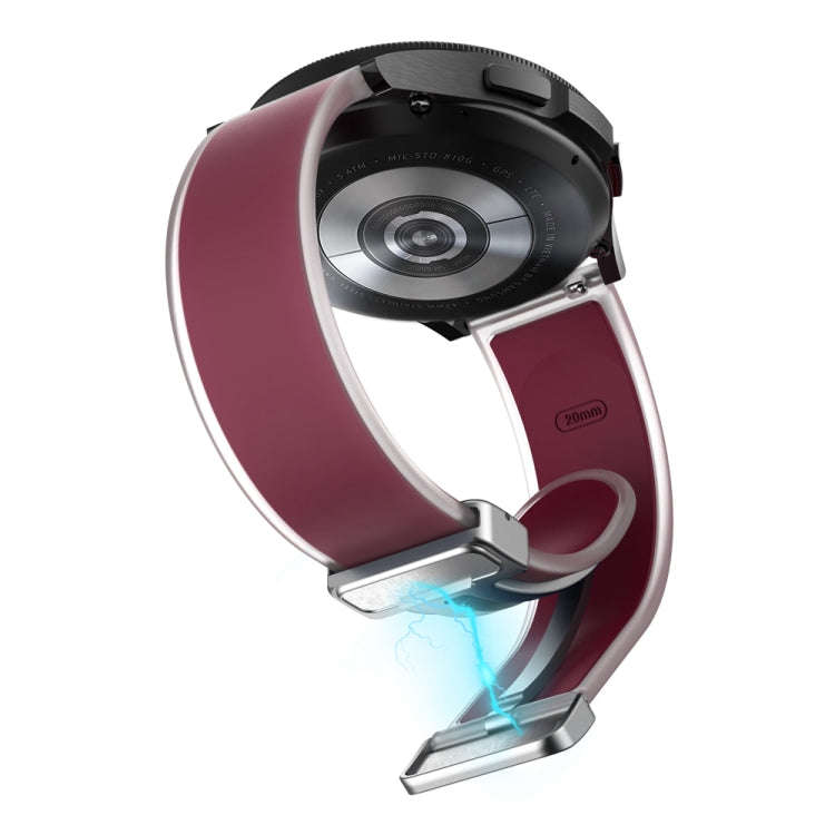 For Samsung Galaxy Watch6 / 5 / 4 Translucent Magnetic Silver Buckle Silicone Watch Band(Wine Red)
