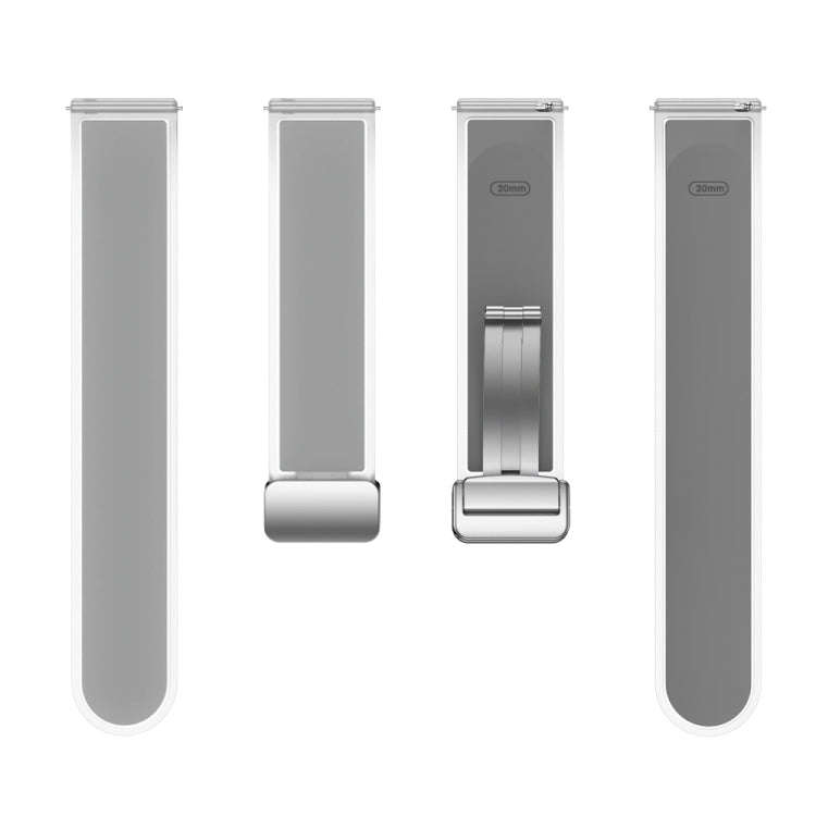 For Samsung Galaxy Watch6 / 5 / 4 Translucent Magnetic Silver Buckle Silicone Watch Band(Light Grey)