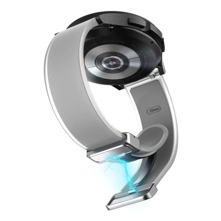 For Samsung Galaxy Watch6 / 5 / 4 Translucent Magnetic Silver Buckle Silicone Watch Band(Light Grey)