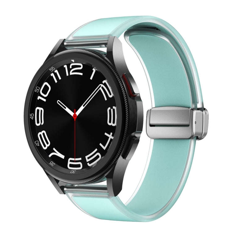 For Samsung Galaxy Watch6 / 5 / 4 Translucent Magnetic Silver Buckle Silicone Watch Band(Light Gr...