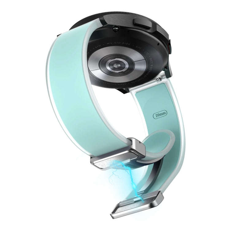 For Samsung Galaxy Watch6 / 5 / 4 Translucent Magnetic Silver Buckle Silicone Watch Band(Light Gr...