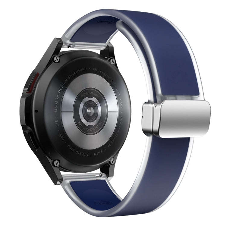 For Samsung Galaxy Watch6 / 5 / 4 Translucent Magnetic Silver Buckle Silicone Watch Band(Dark Blue)