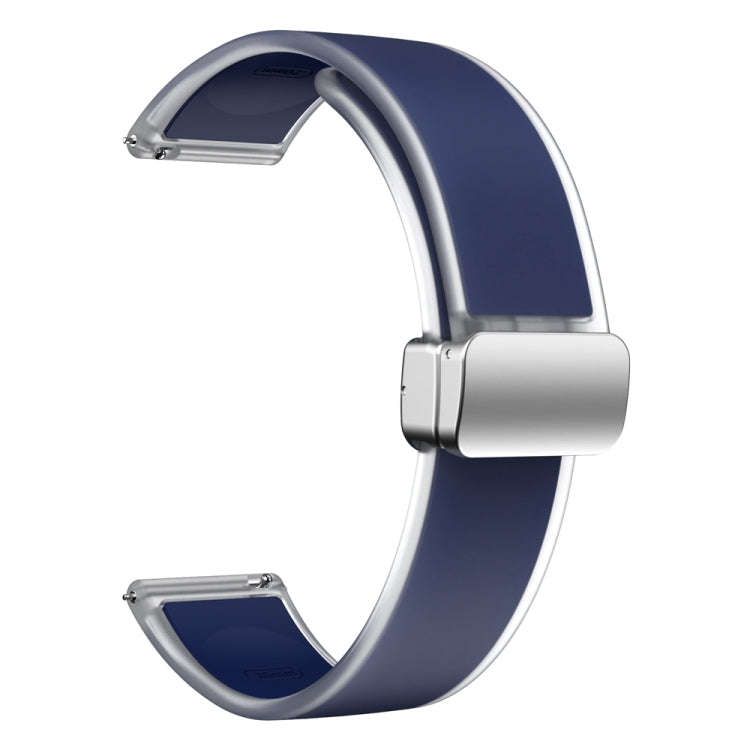 For Samsung Galaxy Watch6 / 5 / 4 Translucent Magnetic Silver Buckle Silicone Watch Band(Dark Blue)