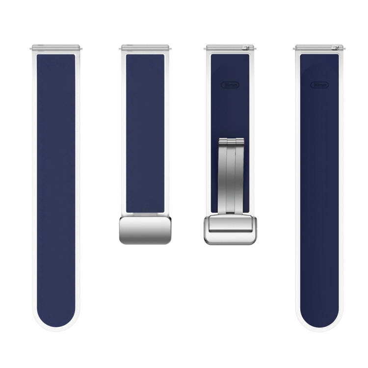 For Samsung Galaxy Watch6 / 5 / 4 Translucent Magnetic Silver Buckle Silicone Watch Band(Dark Blue)