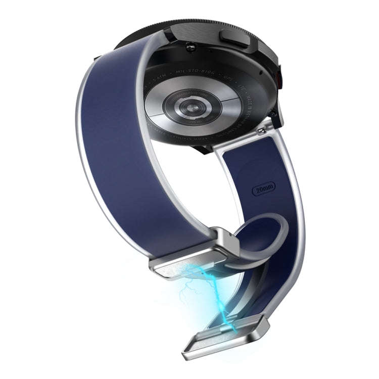 For Samsung Galaxy Watch6 / 5 / 4 Translucent Magnetic Silver Buckle Silicone Watch Band(Dark Blue)
