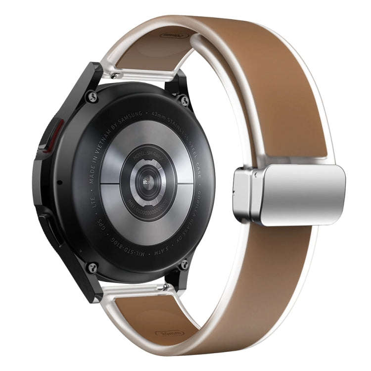 For Samsung Galaxy Watch6 / 5 / 4 Translucent Magnetic Silver Buckle Silicone Watch Band(Dark Brown)