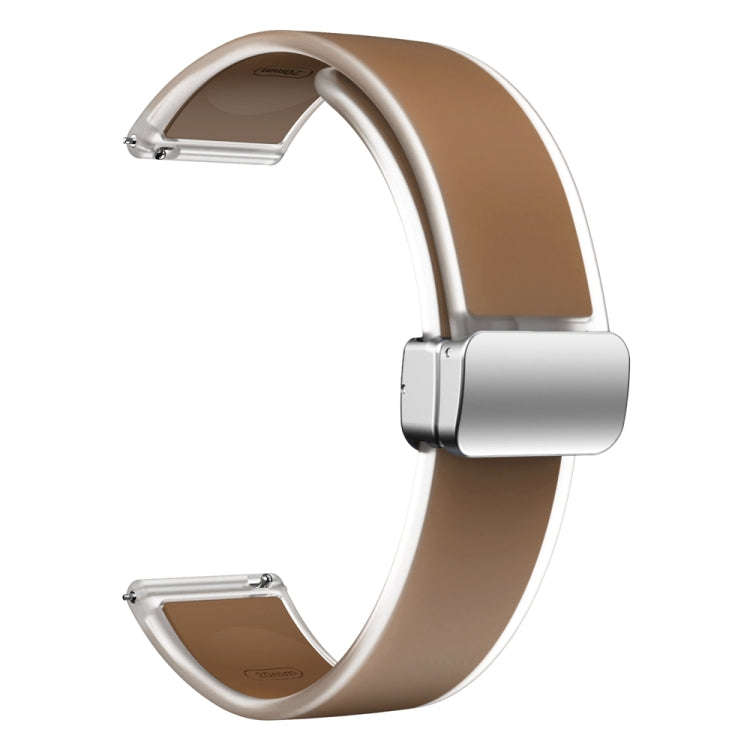For Samsung Galaxy Watch6 / 5 / 4 Translucent Magnetic Silver Buckle Silicone Watch Band(Dark Brown)
