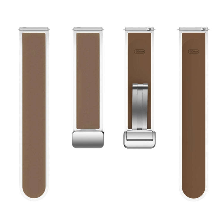 For Samsung Galaxy Watch6 / 5 / 4 Translucent Magnetic Silver Buckle Silicone Watch Band(Dark Brown)