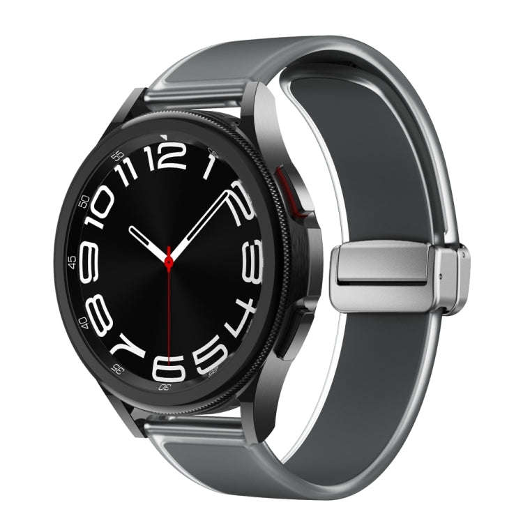 For Samsung Galaxy Watch6 / 5 / 4 Translucent Magnetic Silver Buckle Silicone Watch Band(Space Grey)