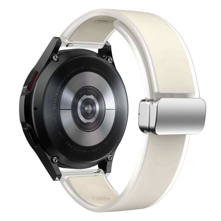 For Samsung Galaxy Watch6 / 5 / 4 Translucent Magnetic Silver Buckle Silicone Watch Band(Starligh...