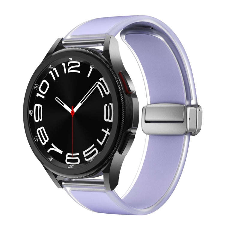 For Samsung Galaxy Watch6 / 5 / 4 Translucent Magnetic Silver Buckle Silicone Watch Band(Purple)
