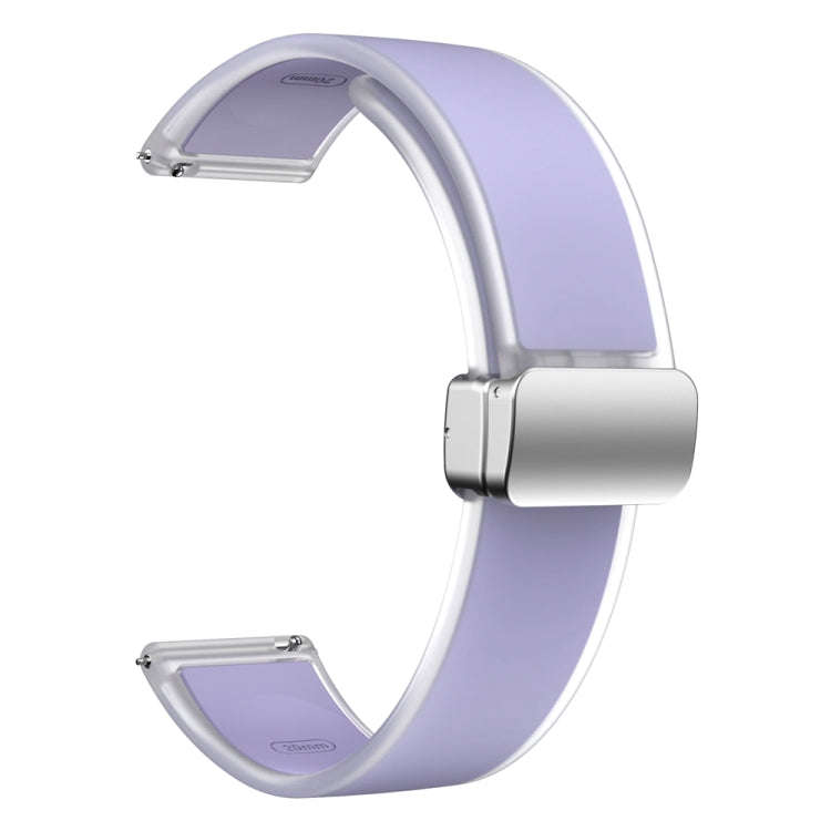 For Samsung Galaxy Watch6 / 5 / 4 Translucent Magnetic Silver Buckle Silicone Watch Band(Purple)