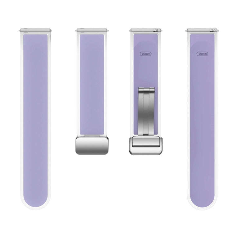 For Samsung Galaxy Watch6 / 5 / 4 Translucent Magnetic Silver Buckle Silicone Watch Band(Purple)