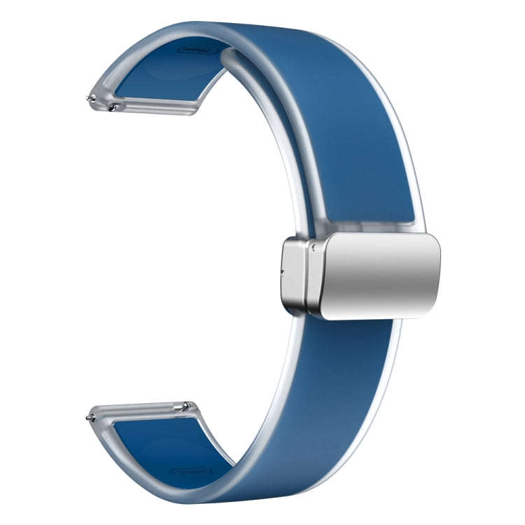 For Samsung Galaxy Watch6 / 5 / 4 Translucent Magnetic Silver Buckle Silicone Watch Band(Rock Blue)