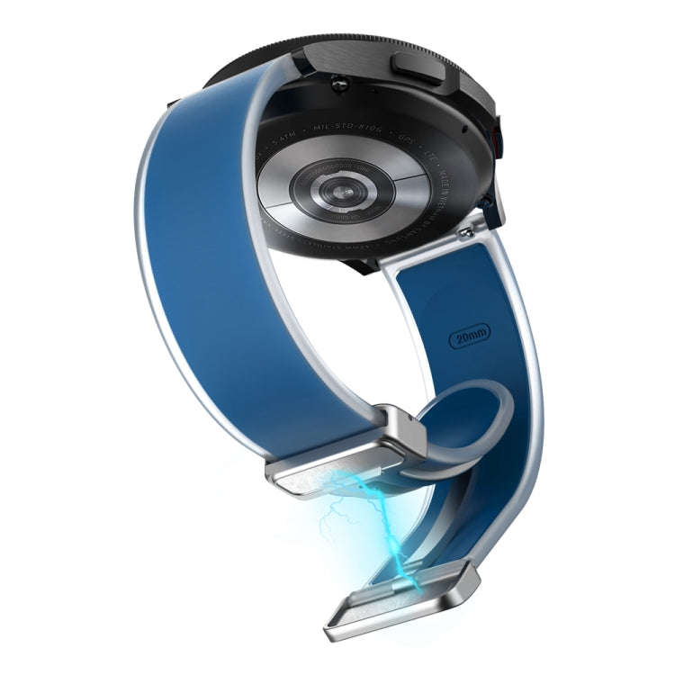 For Samsung Galaxy Watch6 / 5 / 4 Translucent Magnetic Silver Buckle Silicone Watch Band(Rock Blue)