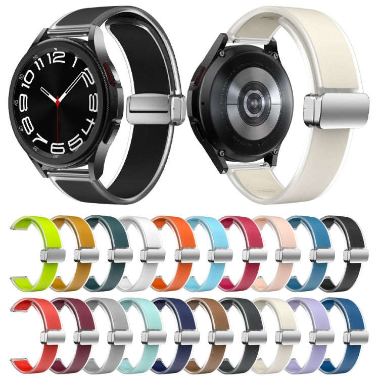 For Samsung Galaxy Watch6 / 5 / 4 Translucent Magnetic Silver Buckle Silicone Watch Band(Dark Blue)