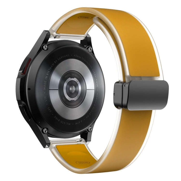 For Samsung Galaxy Watch6 / 5 / 4 Translucent Magnetic Black Buckle Silicone Watch Band(Dark Yellow)