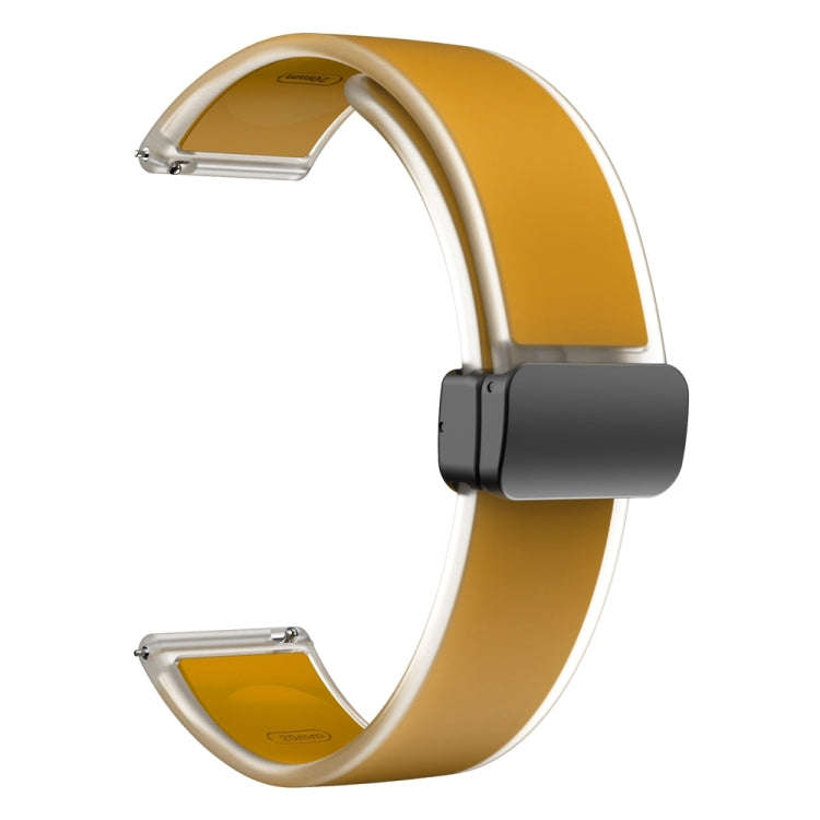 For Samsung Galaxy Watch6 / 5 / 4 Translucent Magnetic Black Buckle Silicone Watch Band(Dark Yellow)