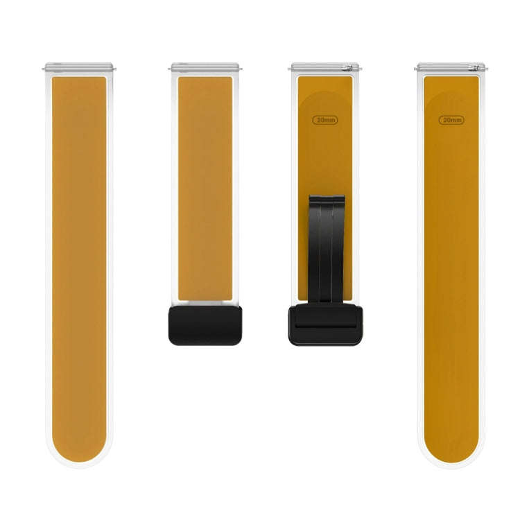 For Samsung Galaxy Watch6 / 5 / 4 Translucent Magnetic Black Buckle Silicone Watch Band(Dark Yellow)
