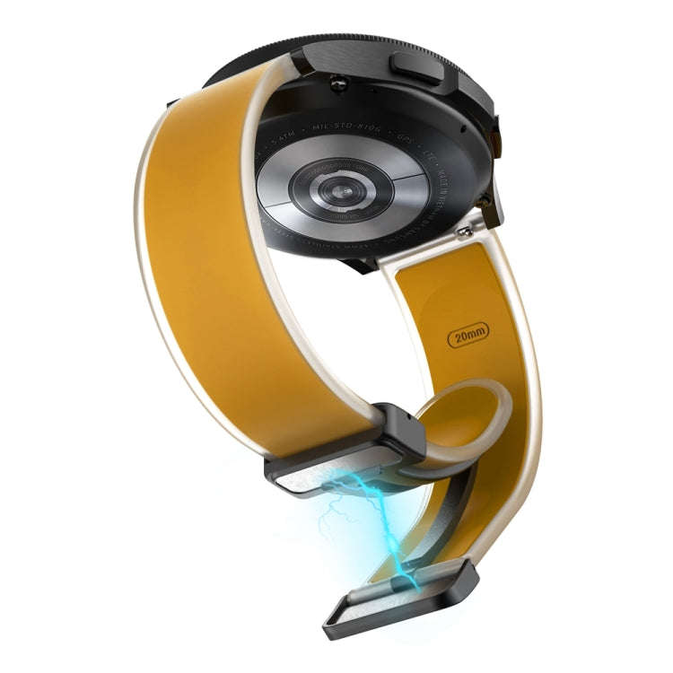 For Samsung Galaxy Watch6 / 5 / 4 Translucent Magnetic Black Buckle Silicone Watch Band(Dark Yellow)