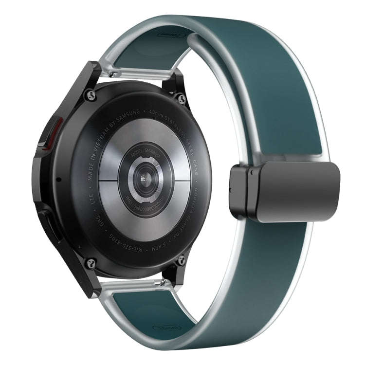 For Samsung Galaxy Watch6 / 5 / 4 Translucent Magnetic Black Buckle Silicone Watch Band(Dark Green)