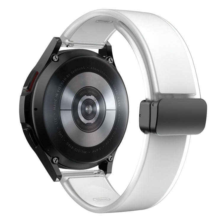 For Samsung Galaxy Watch6 / 5 / 4 Translucent Magnetic Black Buckle Silicone Watch Band(White)